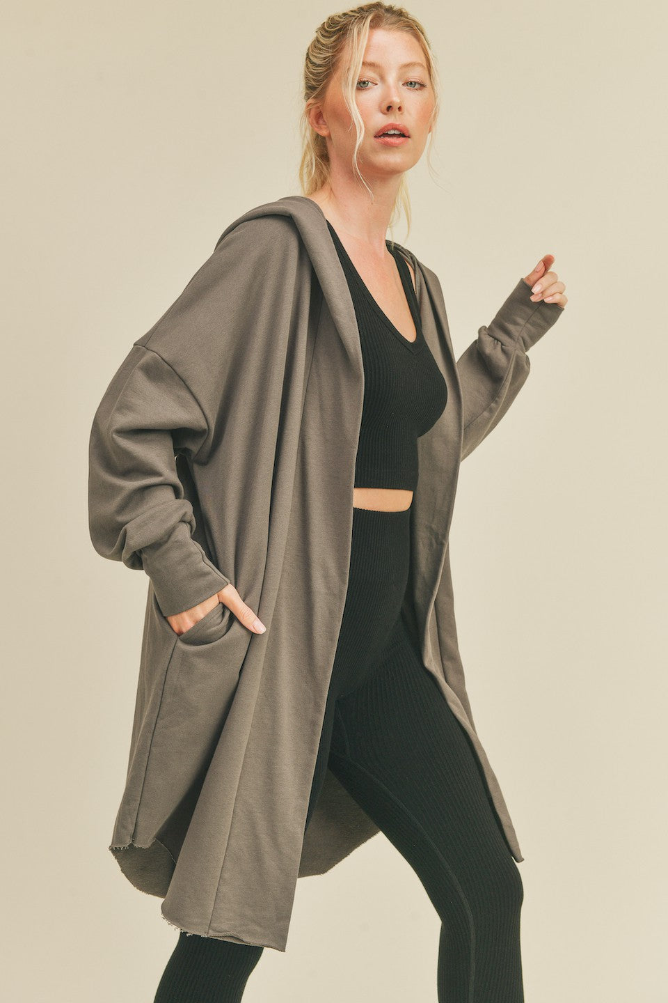 Hooded Open Cardi