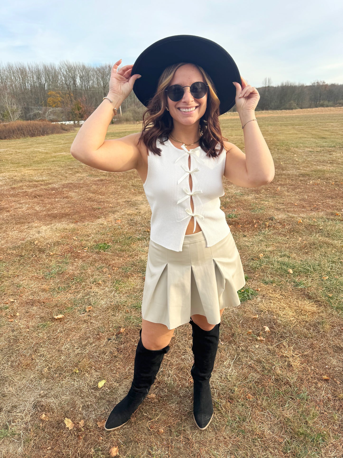 Leather Pleated Skirt