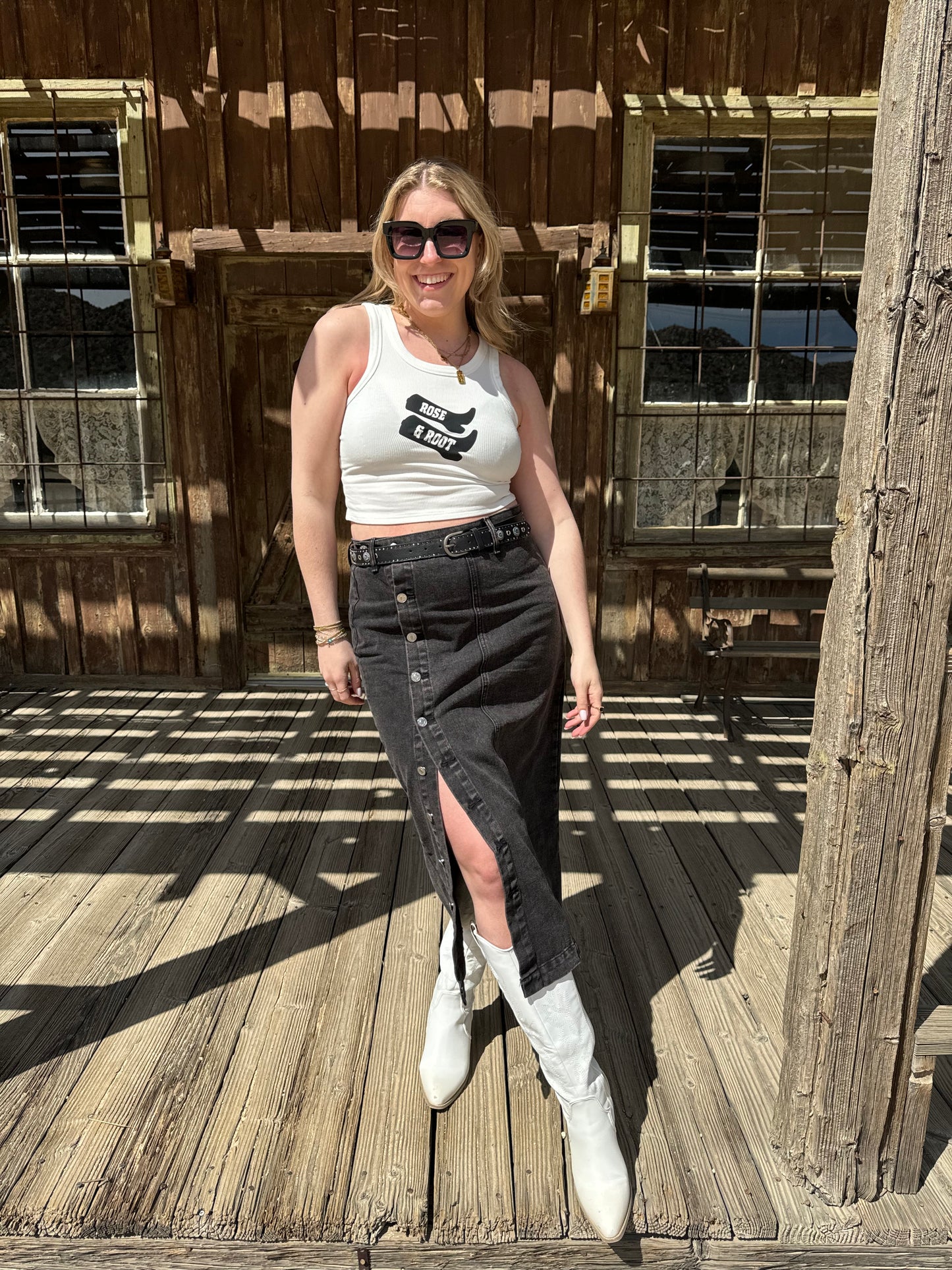 Button Down Midi Skirt