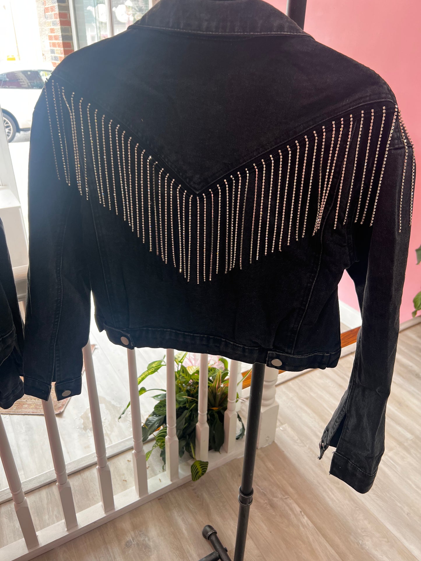 Rhinestone Crop Denim Jacket
