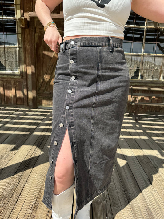 Button Down Midi Skirt