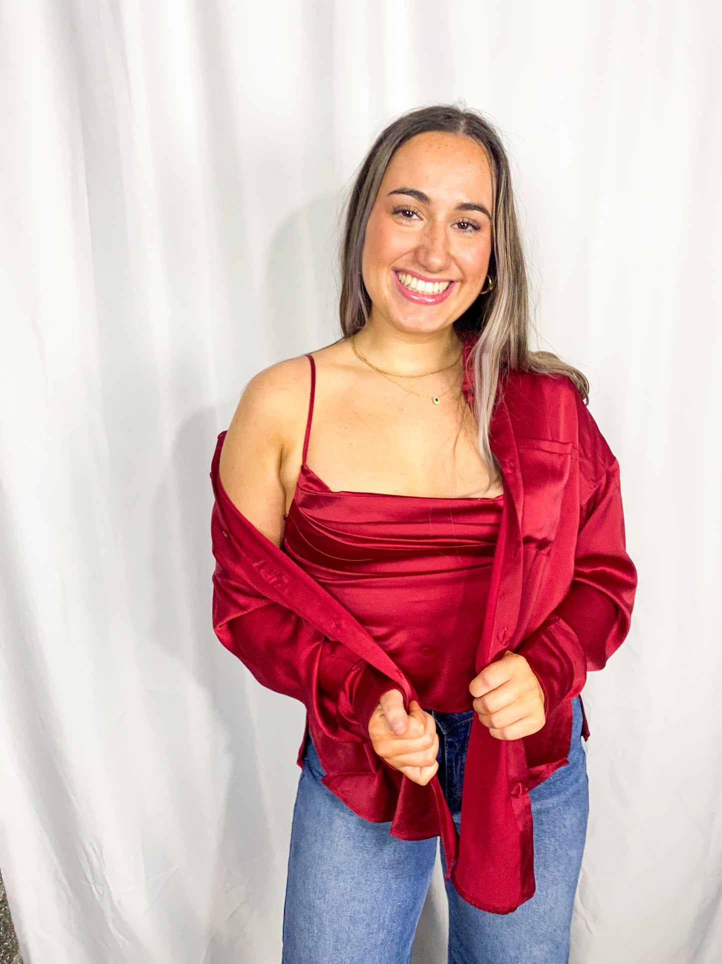 Satin Button Down