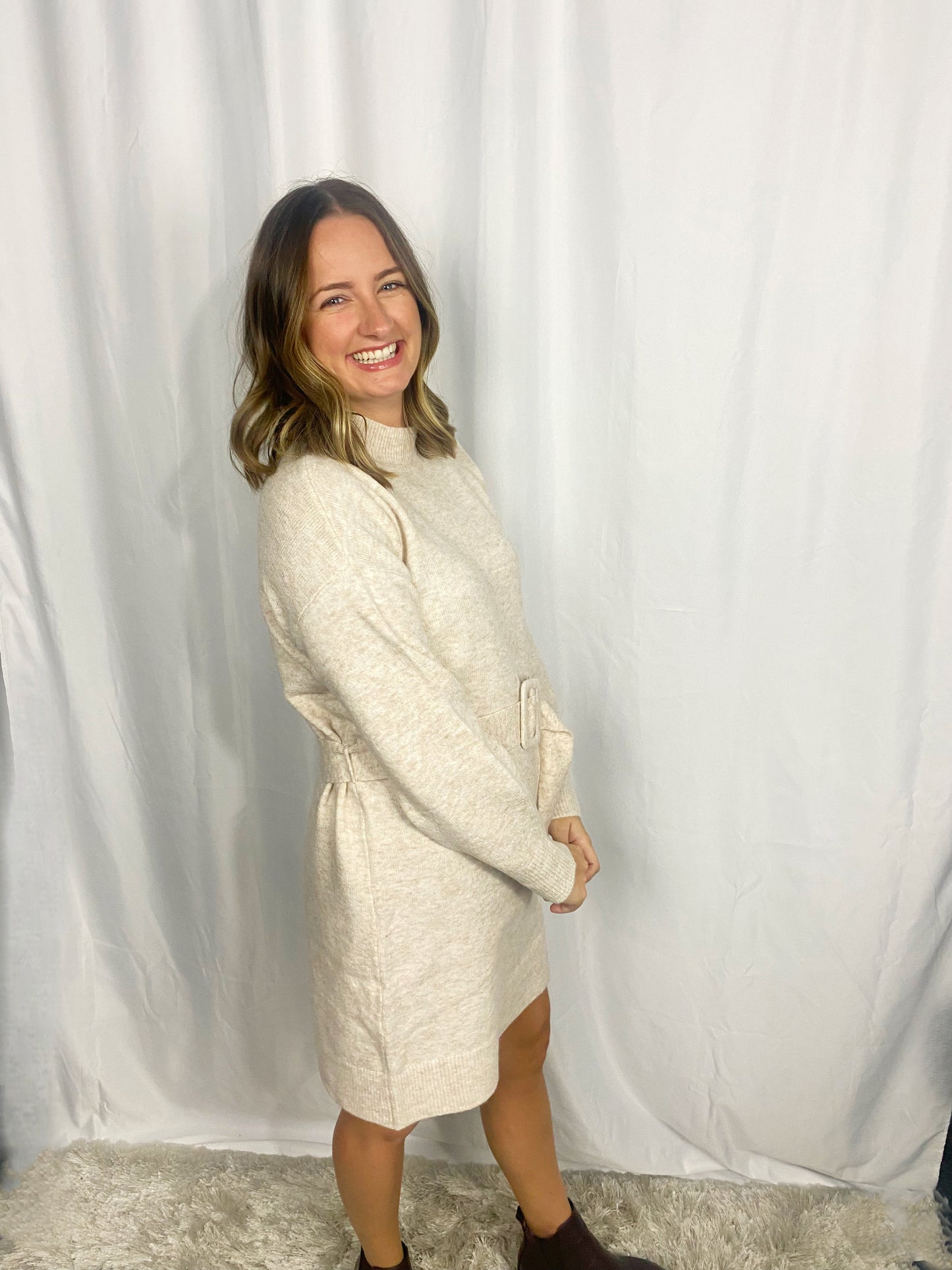 Belted Sweater Dress