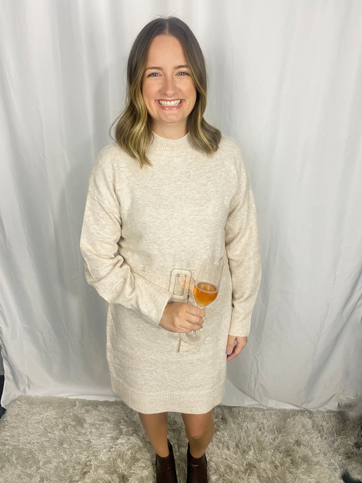 Belted Sweater Dress