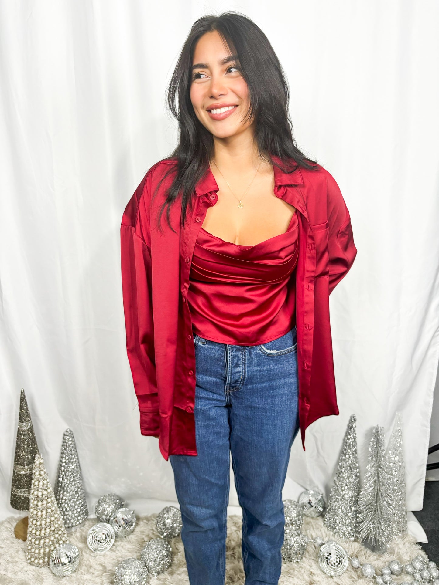 Satin Button Down