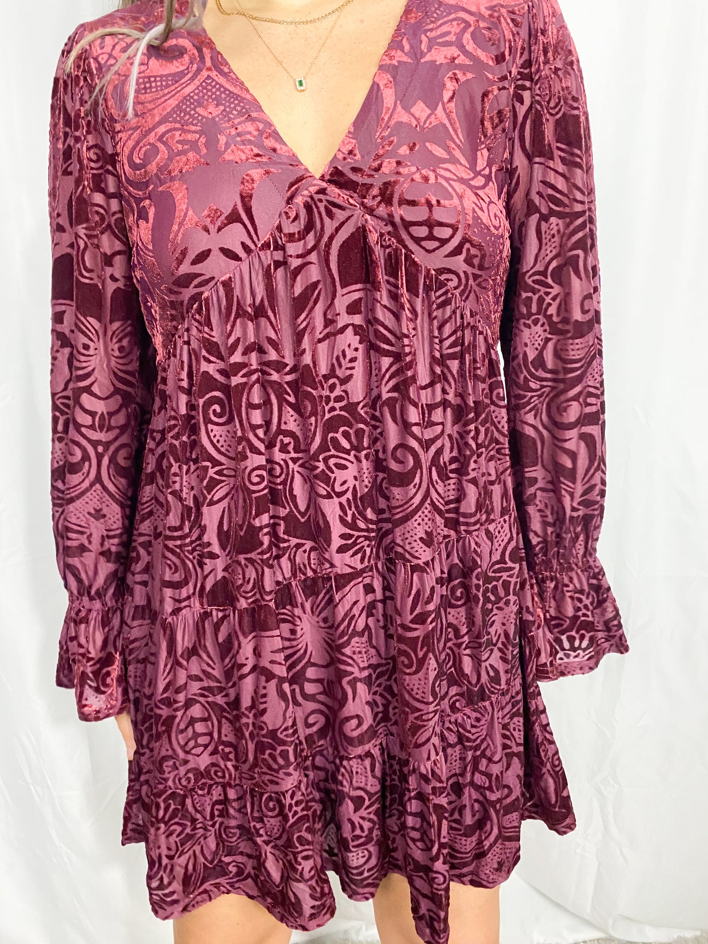 Paisley Red Velvet Dress
