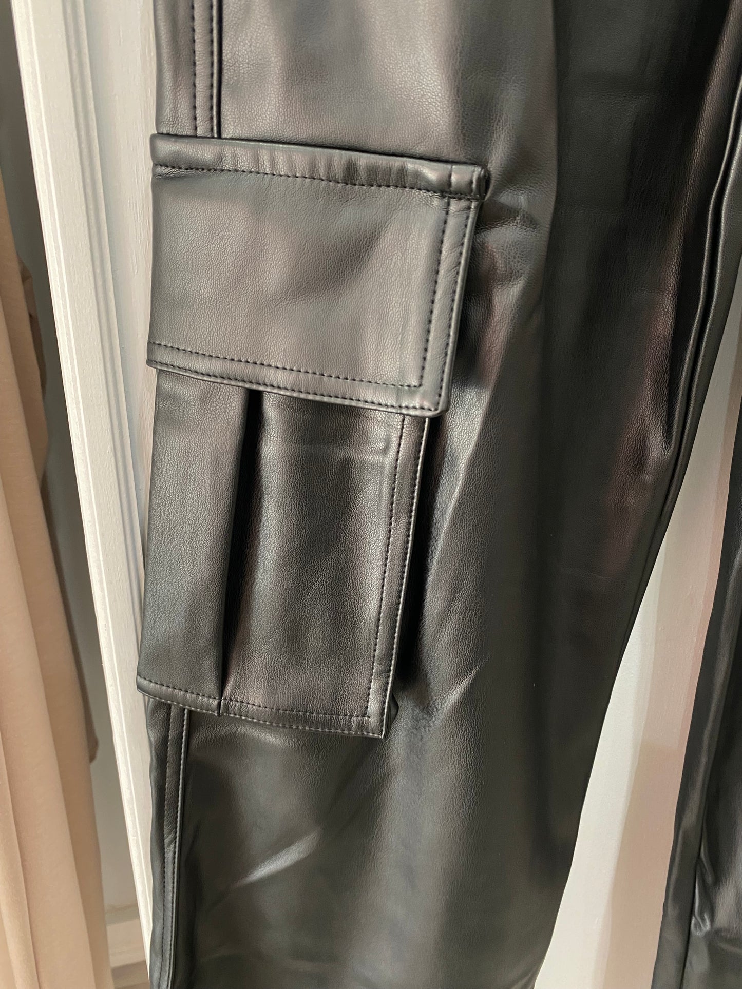 Vegan Leather Cargo Pants