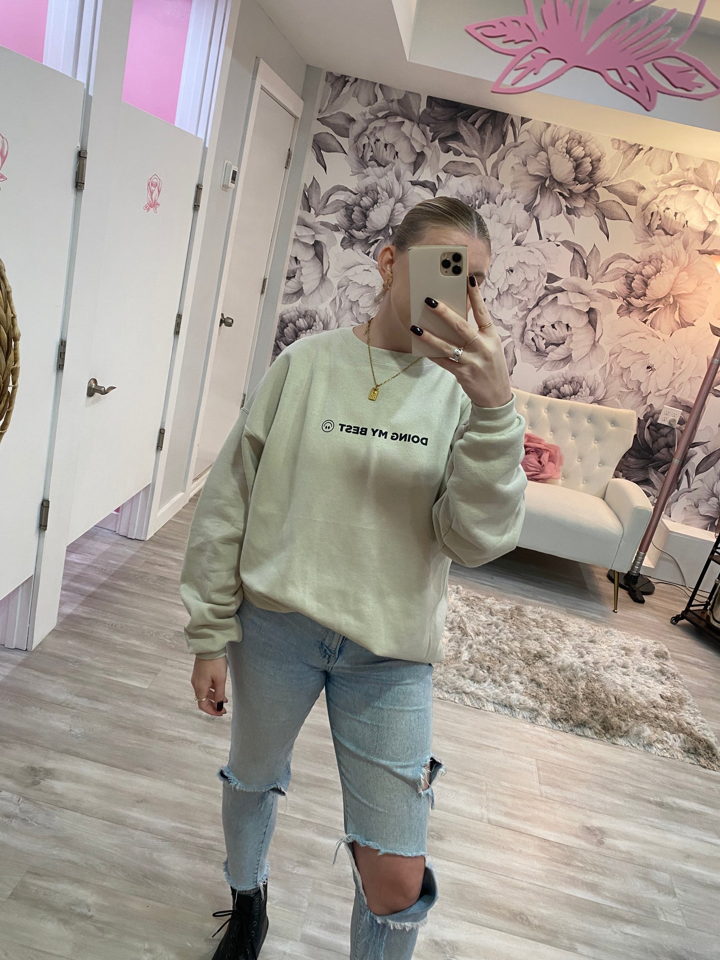 Ebb & Flow Doing My Best Tan Crewneck