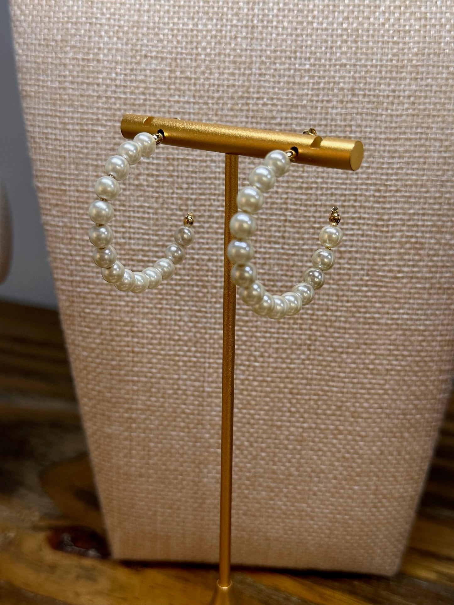 Large Pearl Hoops (gf)