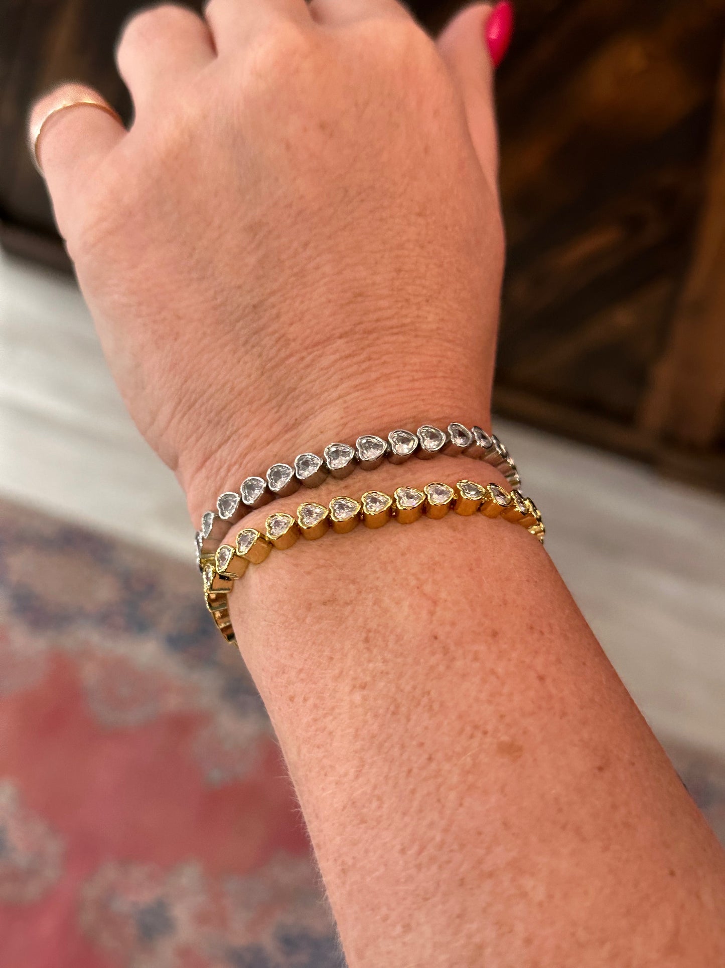 Heart Bezel Tennis Bracelet