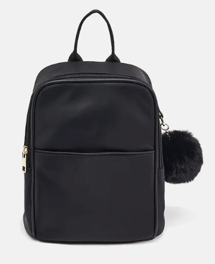 Mini backpack with pom pom hotsell