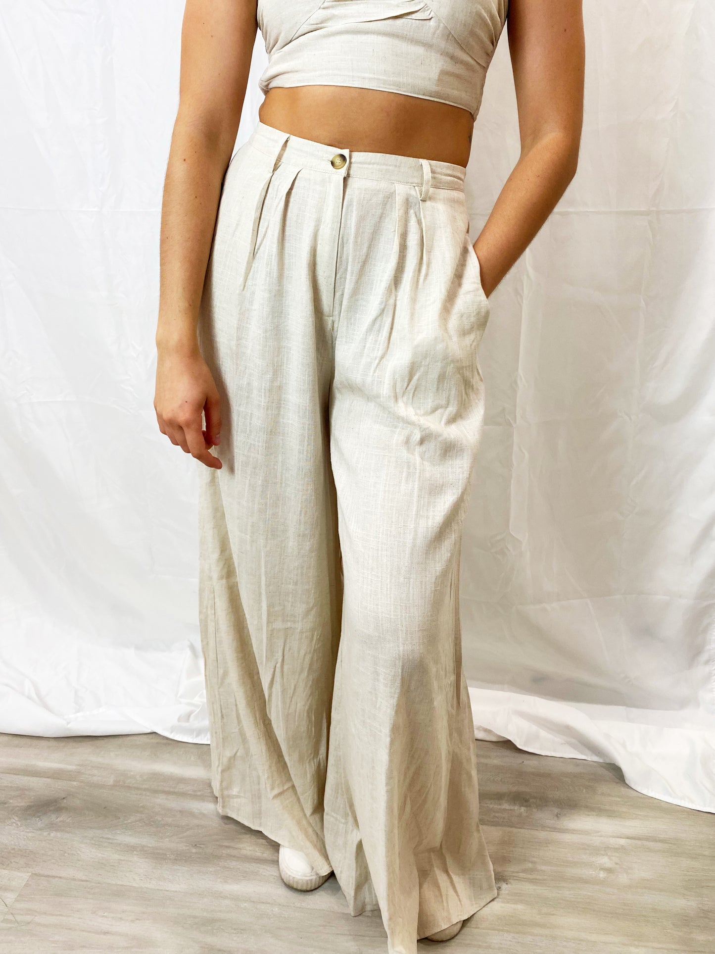 Linen Crop and Pant Set