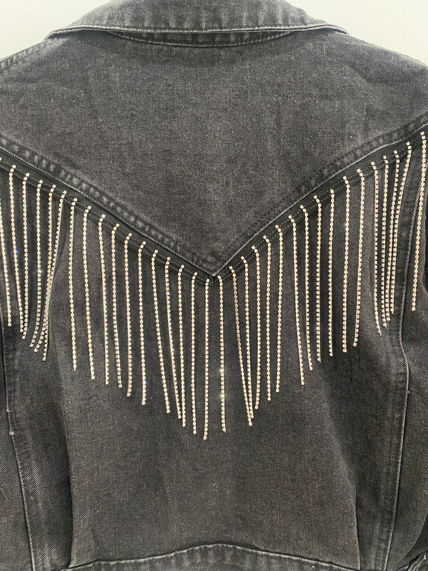 Rhinestone Crop Denim Jacket