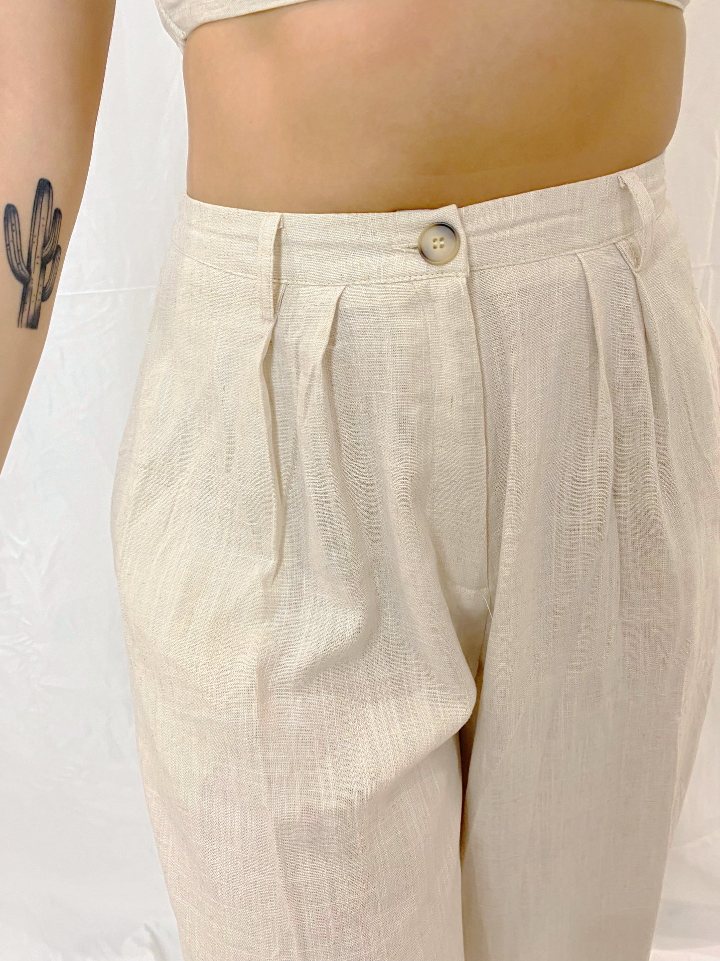 Linen Crop and Pant Set