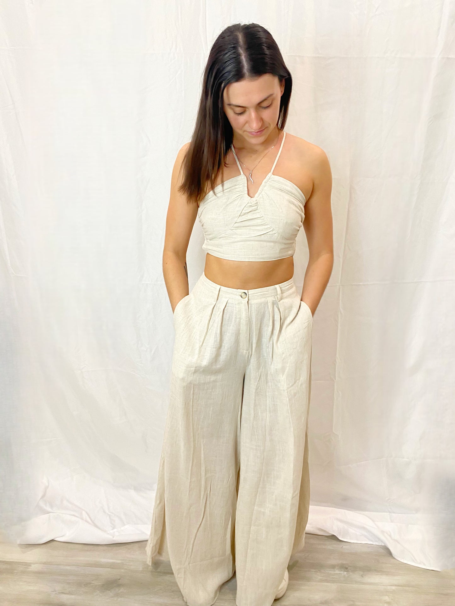Linen Crop and Pant Set