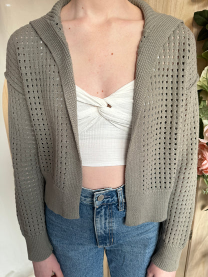 Pointelle Crop Sweater