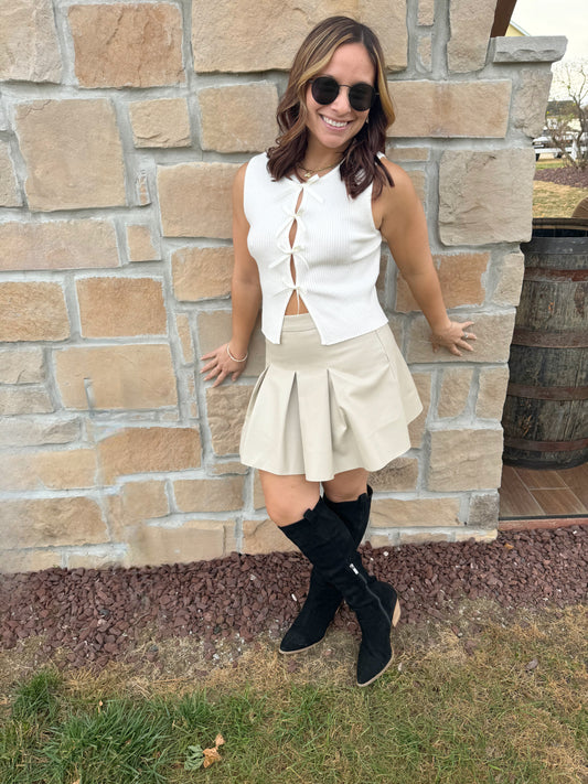 Leather Pleated Skirt