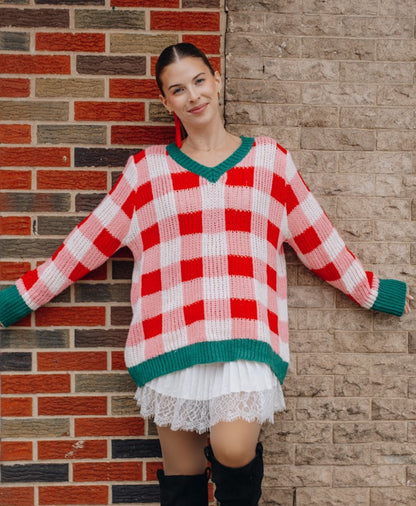 Checkered Holiday Sweater