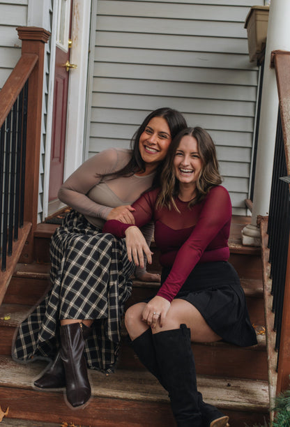 Sheer Neck Long Sleeve