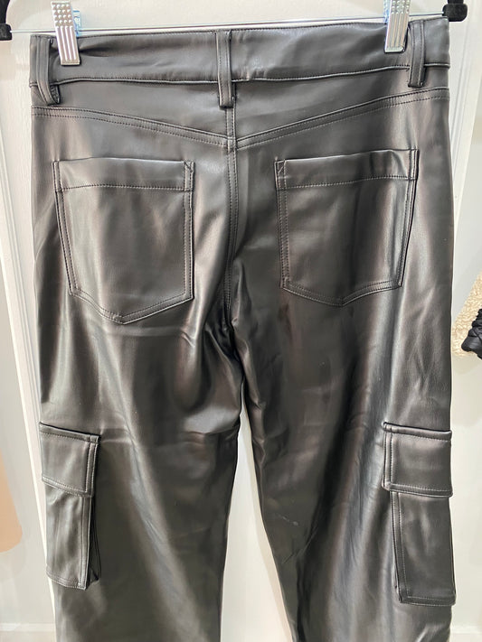 Vegan Leather Cargo Pants