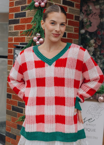 Checkered Holiday Sweater