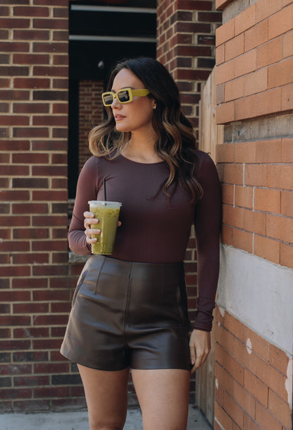 Chocolate Leather Shorts