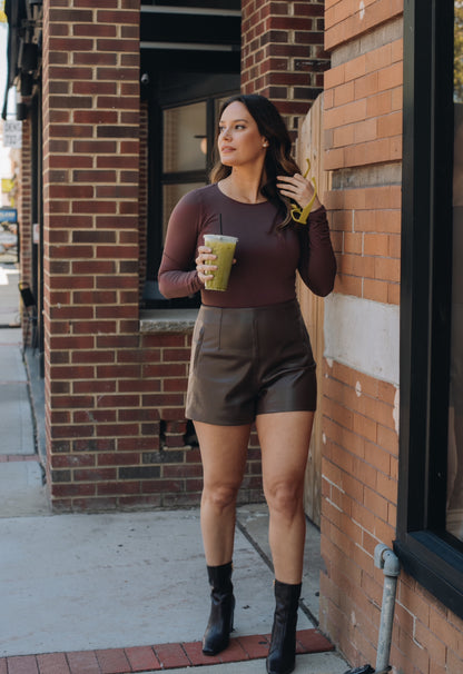 Chocolate Leather Shorts