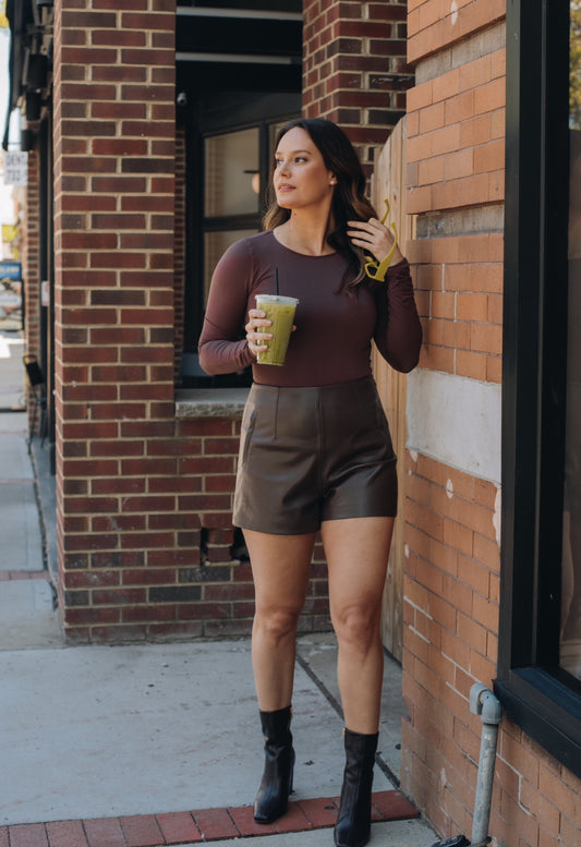 Chocolate Leather Shorts
