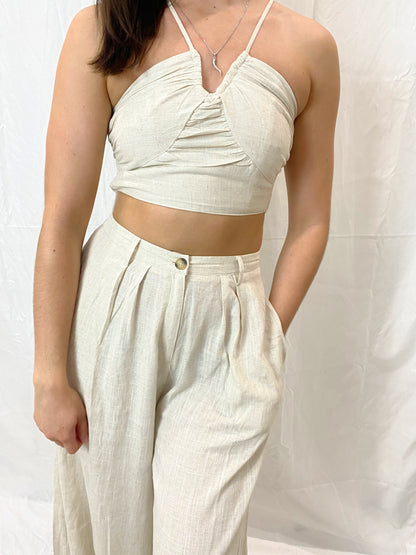 Linen Crop and Pant Set