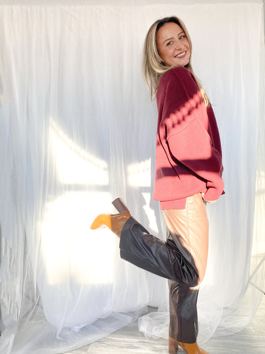 Wide- Leg Vegan Leather Pants